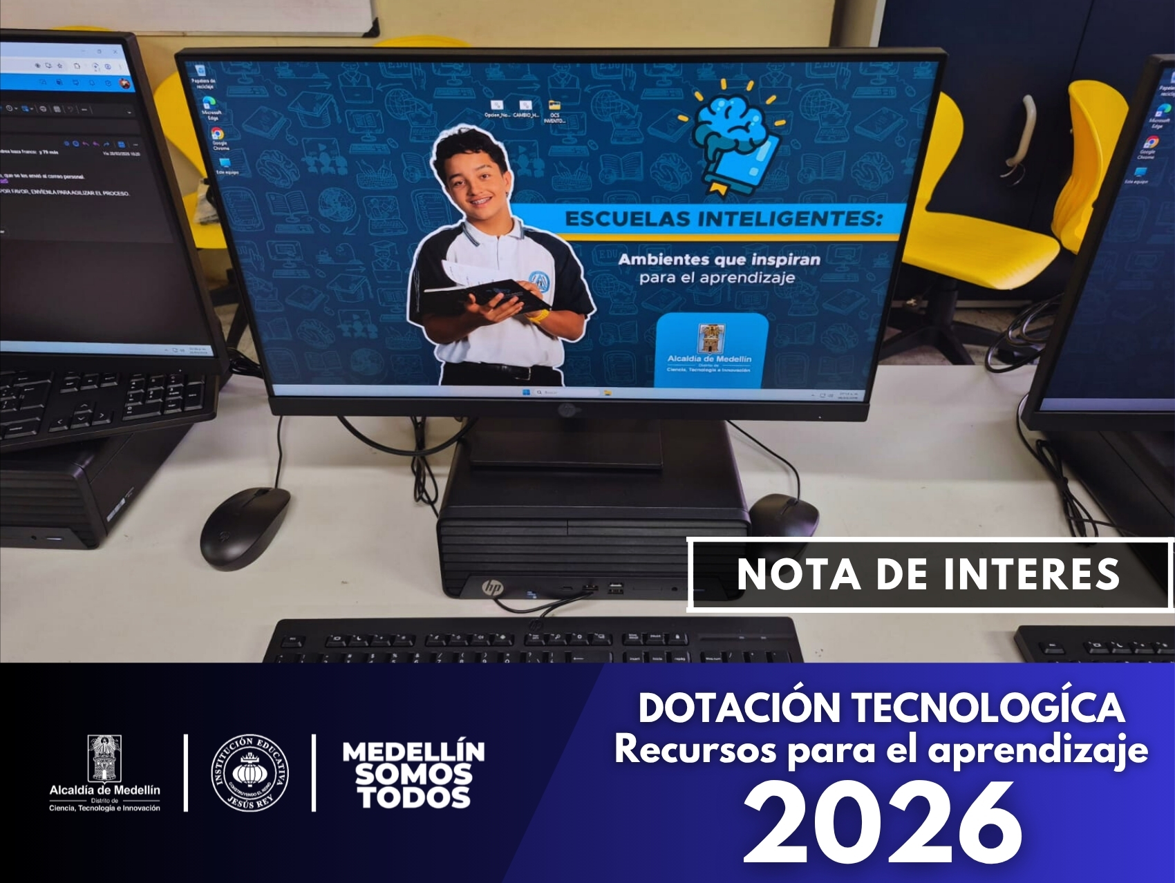 La IE Jesús Rey recibió 31 portátiles mediante Presupuesto Participativo, fortaleciendo la media técnica y ampliando el acceso a herramientas tecnológicas para el aprendizaje.